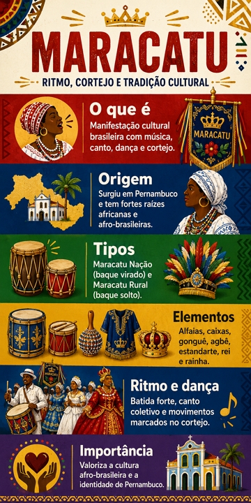 Infogr&aacute;fico did&aacute;tico sobre o Maracatu