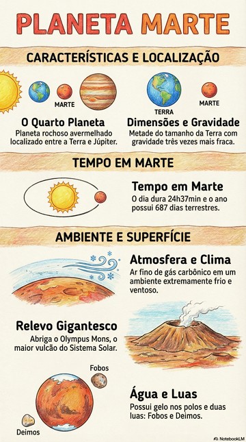 Infográfico com resumo das características do Planeta Marte Infográfico com resumo das características do Planeta Marte