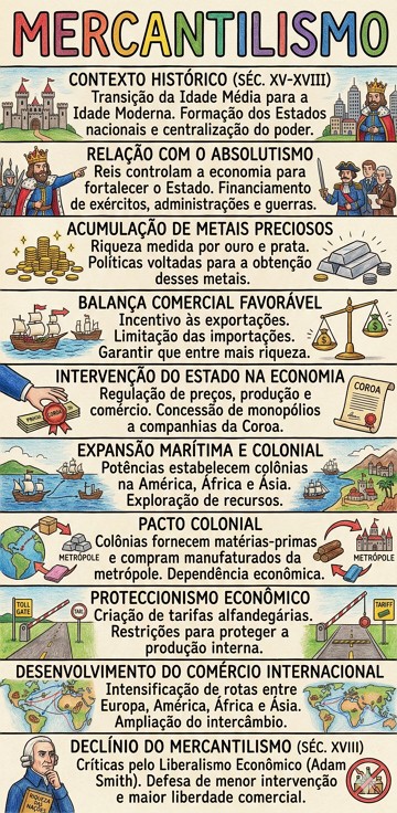 Mercantilismo Infográfico sobre as principais características do Mercantilismo