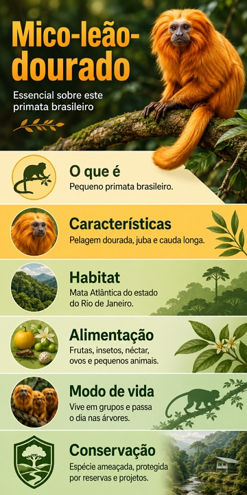 Infográfico sobre o Mico-leão-dourado Infográfico sobre o Mico-leão-dourado