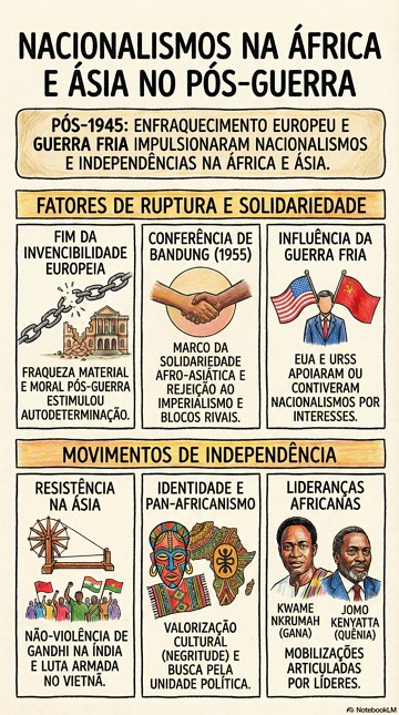 nacionalismos africanos e asiáticos no século XX Infográfico com síntese sobre nacionalismos africanos e asiáticos no século XX