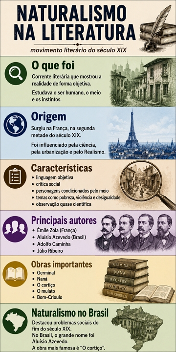 Infográfico sobre o Naturalismo na Literatura Infográfico sobre o Naturalismo na Literatura