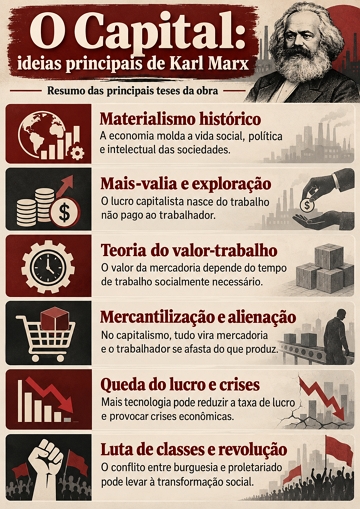 Infogr&aacute;fico sobre a obra O Capital de Karl Marx