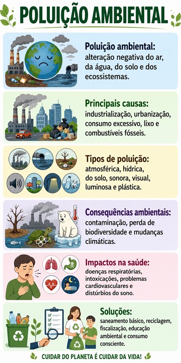 Infogr&aacute;fico sobre polui&ccedil;&atilde;o ambiental
