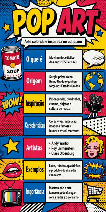 Infográfico com resumo sobre a Pop Art Infográfico com resumo sobre a Pop Art