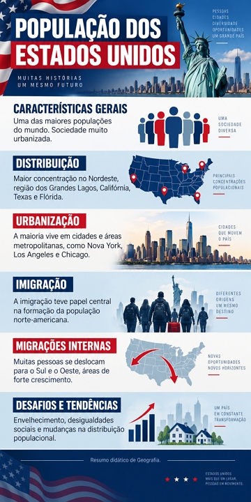 Infografico sobre as características da população dos EUA Infografico sobre as características da população dos EUA