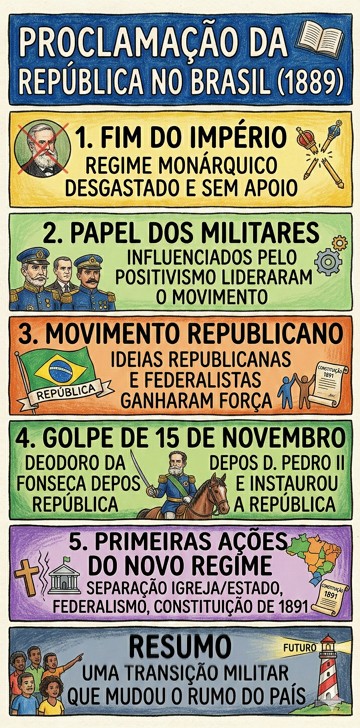 Proclamação da República no Brasil Infográfico com resumo da Proclamação da República no Brasil