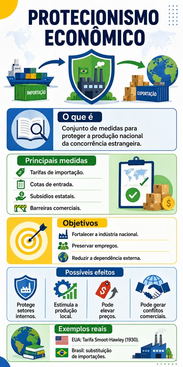 Infográfico sobre protecionismo econômico Infográfico sobre protecionismo econômico