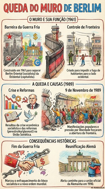 Infográfico com resumo sobre a Queda do Muro de Berlim Infográfico com resumo sobre a Queda do Muro de Berlim