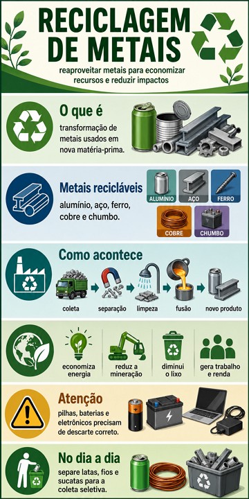 Infográfico sobre a reciclagem de metais Infográfico sobre a reciclagem de metais