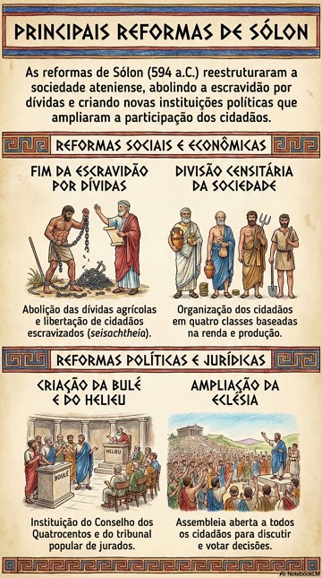 Infogr&aacute;fico com resumo sobre as principais reformas de S&oacute;lon