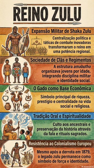 Reino Zulu Infográfico com resumo sobre o Reino Zulu