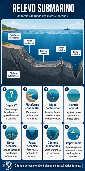 Infográfico sobre o relevo submarino Infográfico sobre o relevo submarino