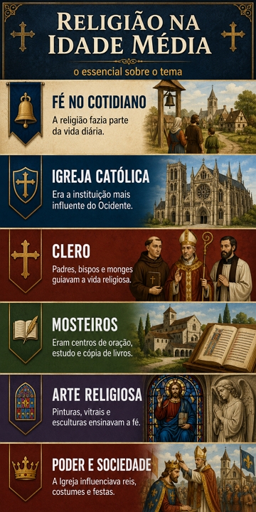 Infogr&aacute;fico sobre a religi&atilde;o na Idade M&eacute;dia