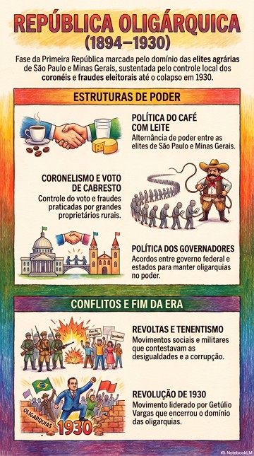 Infográfico com resumo didático sobre a República Oligárquica no Brasil Infográfico com resumo didático sobre a República Oligárquica no Brasil