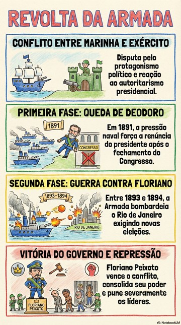 Revolta da Armada Infográfico com resumo sobre a Revolta da Armada