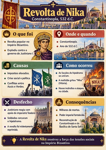 Infogr&aacute;fico sobre a Revolta de Nika
