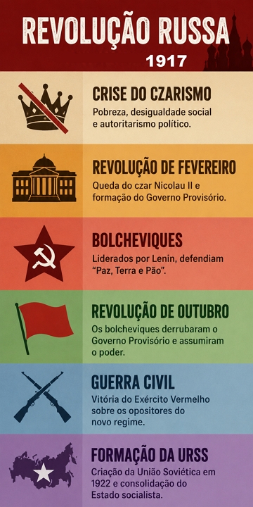 Infográfico sobre a Revolução Russa Infográfico sobre a Revolução Russa
