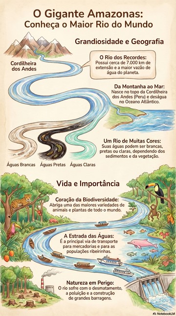 Infográfico sobre o rio Amazonas e suas características Infográfico sobre o rio Amazonas e suas características