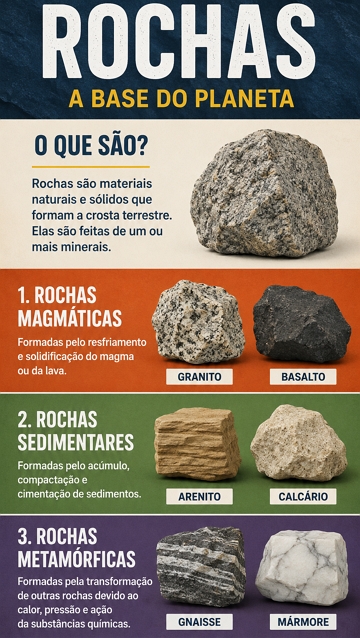 Infográfico sobre as rochas, características e classificação Infográfico sobre as rochas, características e classificação