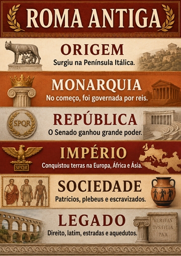 Infográfico resumido sobre Roma Antiga Infográfico resumido sobre Roma Antiga