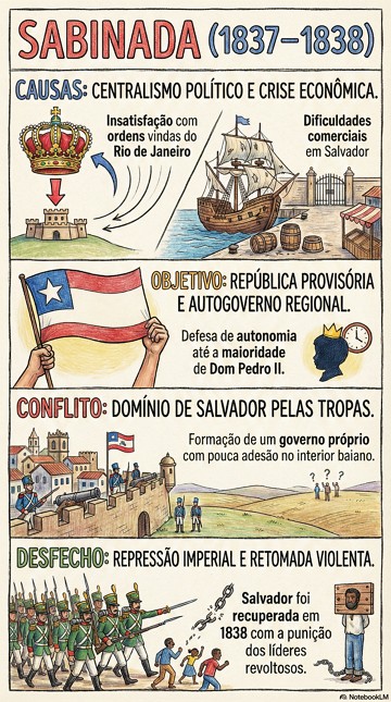 Sabinada Infográfico com resumo da Sabinada