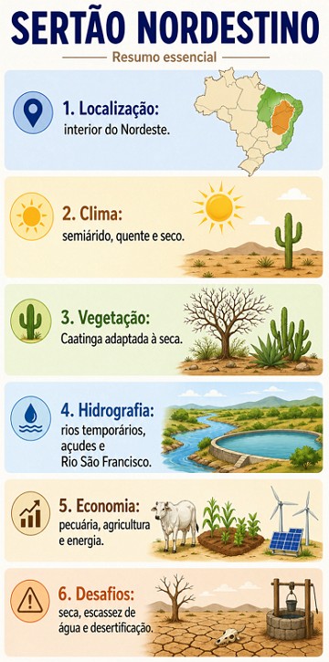 Infográfico sobre as principais características do sertão nordestino Infográfico sobre as principais características do sertão nordestino