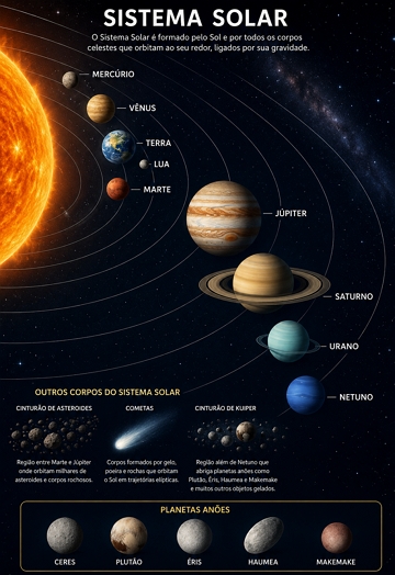 sistema solar Infográfico do sistema solar