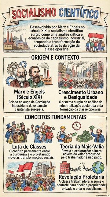Características do socialismo científico Infográfico sobre a origem e características do socialismo científico