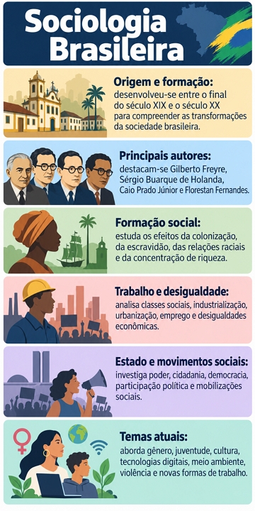 Infográfico com resumo sobre a Sociologia Brasileira Infográfico com resumo sobre a Sociologia Brasileira