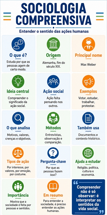 Infográfico sobre a Sociologia Compreensiva Infográfico sobre a Sociologia Compreensiva