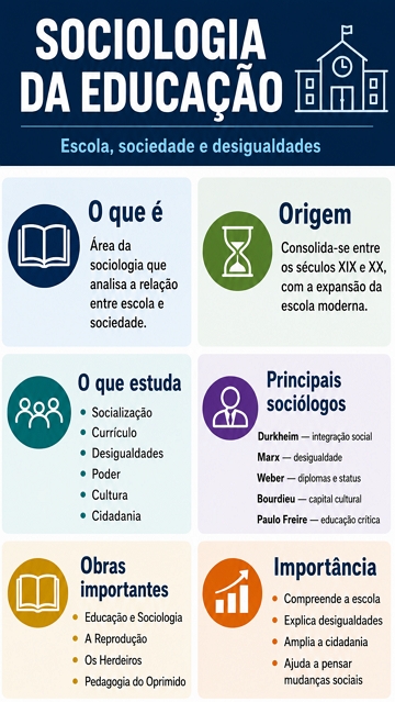 Infogr&aacute;fico sobre a Sociologia da Educa&ccedil;&atilde;o