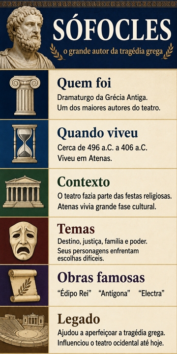 Infográfico com o essencial sobre Sófocles Infográfico com o essencial sobre Sófocles