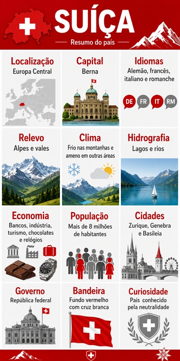 Infográfico sobre a Suíça Infográfico sobre a Suíça