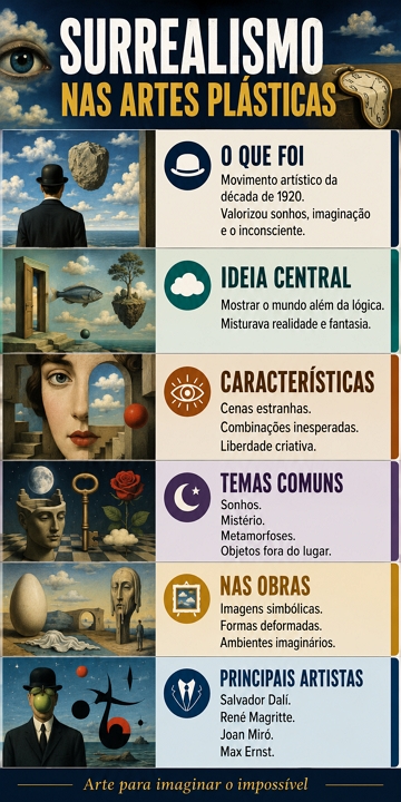 Infogr&aacute;fico sobre o Surrealismo nas Artes Pl&aacute;sticas