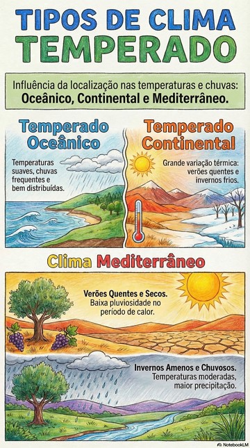 Tipos de clima temperado e suas características Infográfico sobre os tipos de clima temperado e suas características