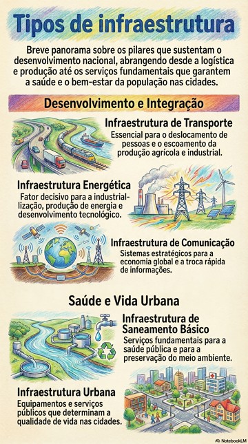 Infográfico sobre os tipos de infraestrutura Infográfico sobre os tipos de infraestrutura