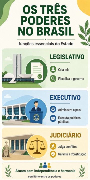 Infográfico sobre os três poderes no Brasil Infográfico sobre os três poderes no Brasil