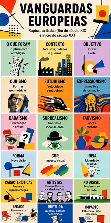 Infográfico sobre as vanguardas europeias Infográfico sobre as vanguardas europeias