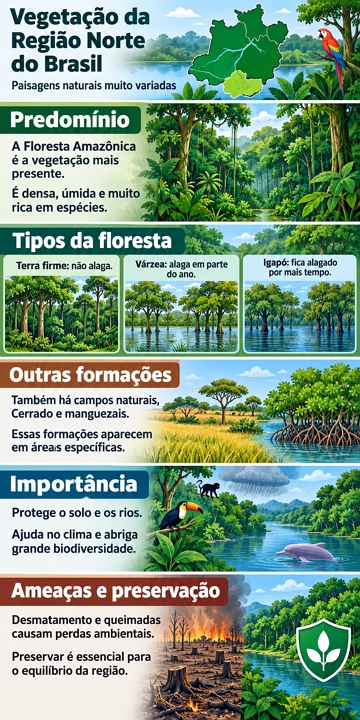 Infográfico sobre a vegetação da Região Norte do Brasil Infográfico sobre a vegetação da Região Norte do Brasil