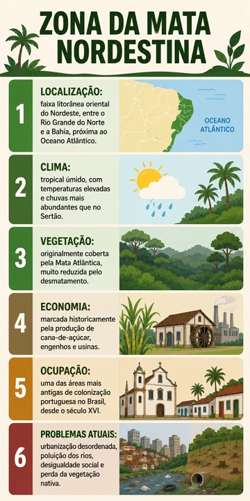 Infográfico sobre a Zona da Mata Nordestina Infográfico sobre a Zona da Mata Nordestina