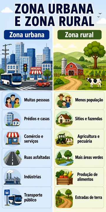 Infográfico sobre zonas urbana e rural Infográfico sobre zonas urbana e rural