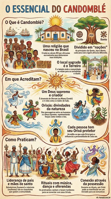 Candomblé Infográfico com síntese do Candomblé