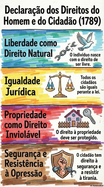 Infográfico dos Direitos individuais assegurados pela Declaração dos Direitos do Homem e do Cidadão Infográfico dos Direitos individuais assegurados pela Declaração dos Direitos do Homem e do Cidadão