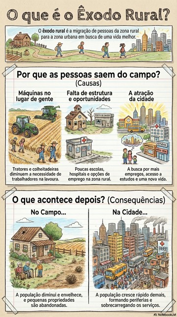 Infográfico com síntese sobre o Êxodo Rural Infográfico com síntese sobre o Êxodo Rural