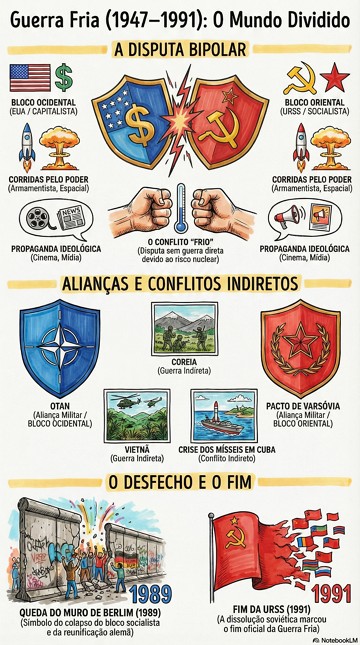 Infográfico com síntese da Guerra Fria Infográfico com síntese da Guerra Fria