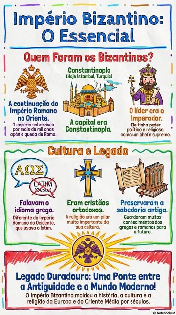 Síntese do Império Bizantino Infográfico com síntese do Império Bizantino