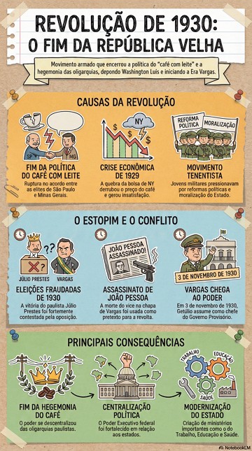 Infográfico com síntese sobre a Revolução de 1930 no Brasil Infográfico com síntese sobre a Revolução de 1930 no Brasil