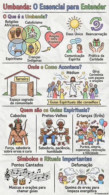 Características da Umbanda Infográfico sobre as características da Umbanda