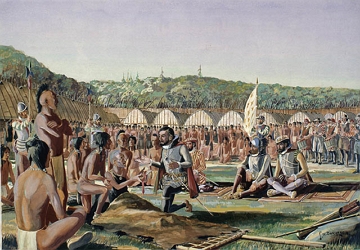 Jacques Cartier encontrando-se com os iroqueses do São Lourenço 1535 Jacques Cartier encontrando-se com os iroqueses do São Lourenço 1535